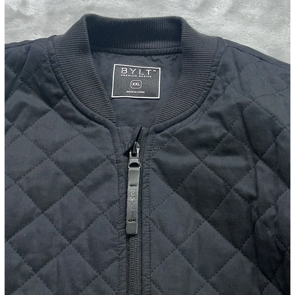 BYLT Quilted Bomber Jacket Mens Small Black Quilted Puffer Premium Basics